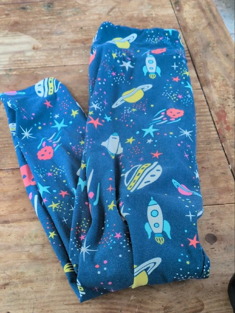 Adults Space Print Blue Leggings - Picture 2 of 2